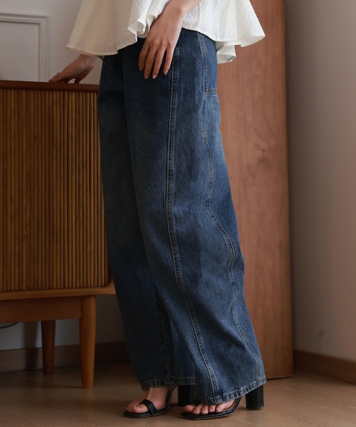 DAY CLOSET(デイ クローゼット)の「【大きいサイズ有】美脚魅せ。カーブシルエット ワンポイントタグ 綿混 デニム パンツ レディース(デニムパンツ・レディース・ブルー/ホワイト/ブラック・XL/S/M/L)」の21枚目の写真
