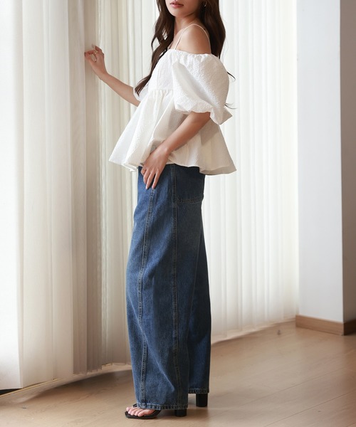 DAY CLOSET(デイ クローゼット)の「【大きいサイズ有】美脚魅せ。カーブシルエット ワンポイントタグ 綿混 デニム パンツ レディース(デニムパンツ・レディース・ブルー/ホワイト/ブラック・XL/S/M/L)」の13枚目の写真
