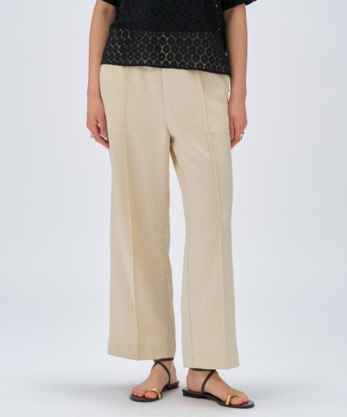 cloenc(クロエンス)の「【セットアップ/手洗い可】リネンブレンドイージーパンツ(その他パンツ・レディース・オフホワイト/ブラウン系/ダークグレー/ライトグリーン・02/01/03)」の1枚目の写真