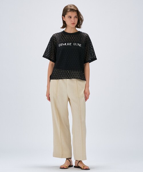 cloenc(クロエンス)の「【セットアップ/手洗い可】リネンブレンドイージーパンツ(その他パンツ・レディース・オフホワイト/ブラウン系/ダークグレー/ライトグリーン・02/01/03)」の5枚目の写真