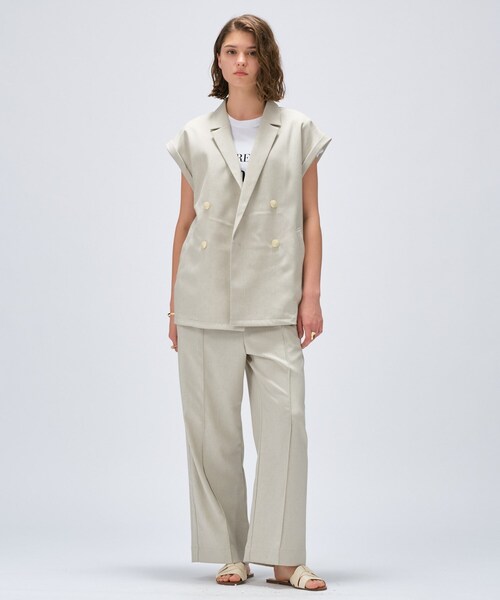 cloenc(クロエンス)の「【セットアップ/手洗い可】リネンブレンドイージーパンツ(その他パンツ・レディース・オフホワイト/ブラウン系/ダークグレー/ライトグリーン・02/01/03)」の10枚目の写真