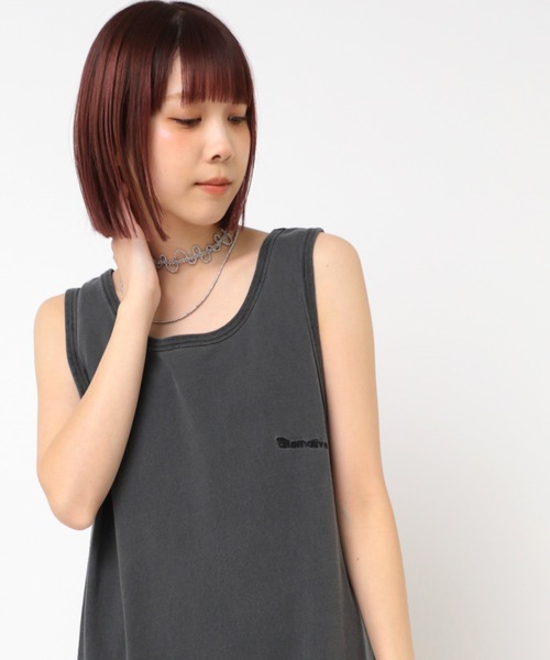 RNA(アールエヌエー)の「D1673 ピグメントタンクワンピ(ワンピース・レディース・ブルー/チャコール/ブラウン・MEDIUM)」の2枚目の写真
