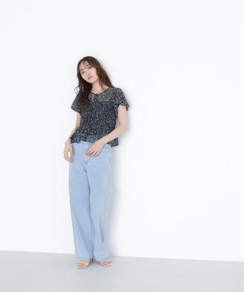 Natural Beauty Basic ミニフラワーシャーリングブラウス ミニフラワーシャーリングブラウス｜ナチュラルビューティー