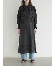 Pintuck lace cotton onepiece