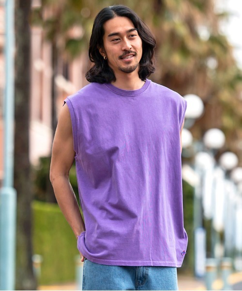 JEMORGAN(ジェーイーモーガン)の「『JEMORGAN LONG JOHNS/ジェーイーモーガンロングジョーンズ』16/- OE天竺ピグメントノースリーブ【+】(Tシャツ/カットソー・メンズ・サックスブルー/グリーン/ブラック/パープル/オレンジ/オフホワイト・XL/L/M)」の5枚目の写真