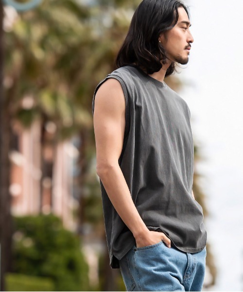 JEMORGAN(ジェーイーモーガン)の「『JEMORGAN LONG JOHNS/ジェーイーモーガンロングジョーンズ』16/- OE天竺ピグメントノースリーブ【+】(Tシャツ/カットソー・メンズ・サックスブルー/グリーン/ブラック/パープル/オレンジ/オフホワイト・XL/L/M)」の8枚目の写真