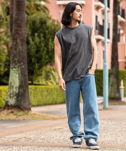 JEMORGAN(ジェーイーモーガン)の「『JEMORGAN LONG JOHNS/ジェーイーモーガンロングジョーンズ』16/- OE天竺ピグメントノースリーブ【+】(Tシャツ/カットソー・メンズ・サックスブルー/グリーン/ブラック/パープル/オレンジ/オフホワイト・XL/L/M)」の9枚目の写真