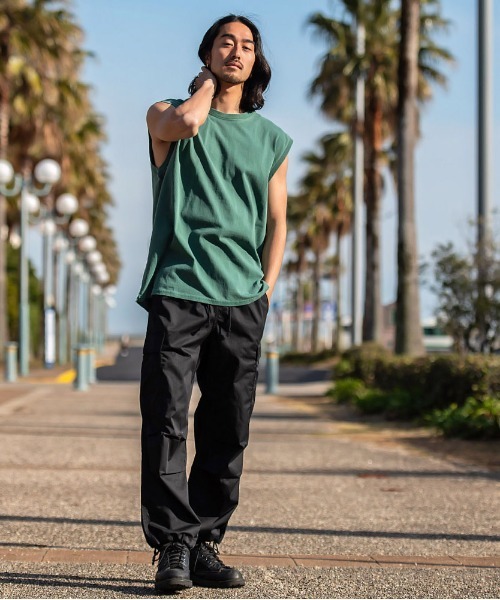JEMORGAN(ジェーイーモーガン)の「『JEMORGAN LONG JOHNS/ジェーイーモーガンロングジョーンズ』16/- OE天竺ピグメントノースリーブ【+】(Tシャツ/カットソー・メンズ・サックスブルー/グリーン/ブラック/パープル/オレンジ/オフホワイト・XL/L/M)」の11枚目の写真