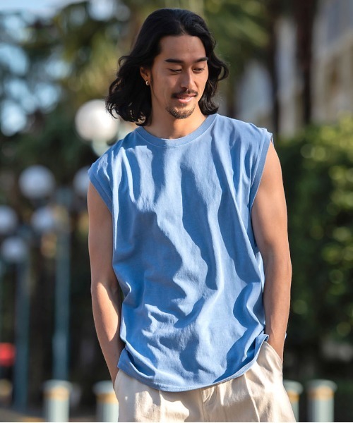 JEMORGAN(ジェーイーモーガン)の「『JEMORGAN LONG JOHNS/ジェーイーモーガンロングジョーンズ』16/- OE天竺ピグメントノースリーブ【+】(Tシャツ/カットソー・メンズ・サックスブルー/グリーン/ブラック/パープル/オレンジ/オフホワイト・XL/L/M)」の12枚目の写真