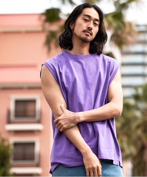 JEMORGAN(ジェーイーモーガン)の「『JEMORGAN LONG JOHNS/ジェーイーモーガンロングジョーンズ』16/- OE天竺ピグメントノースリーブ【+】(Tシャツ/カットソー・メンズ・サックスブルー/グリーン/ブラック/パープル/オレンジ/オフホワイト・XL/L/M)」の14枚目の写真