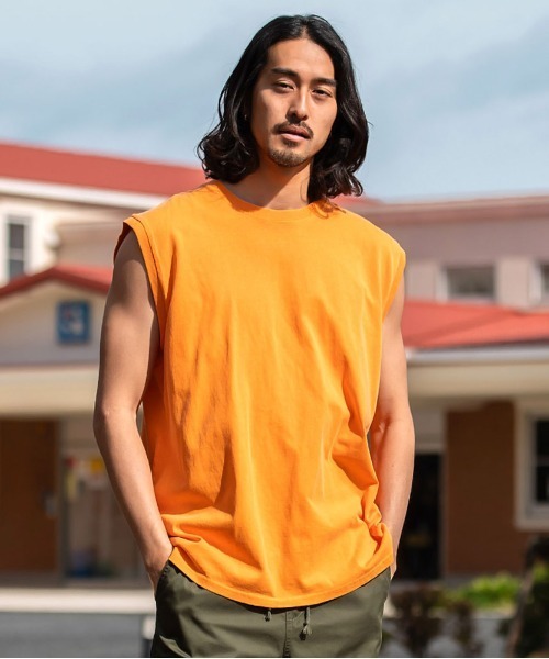 JEMORGAN(ジェーイーモーガン)の「『JEMORGAN LONG JOHNS/ジェーイーモーガンロングジョーンズ』16/- OE天竺ピグメントノースリーブ【+】(Tシャツ/カットソー・メンズ・サックスブルー/グリーン/ブラック/パープル/オレンジ/オフホワイト・XL/L/M)」の16枚目の写真