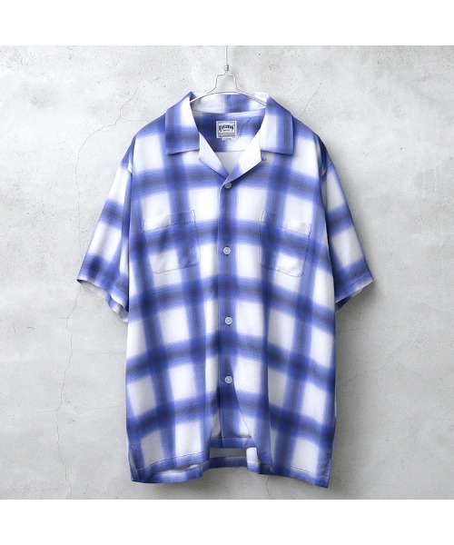 HOUSTON ヒューストン 41187 OMBRE S/S CHECK SHIRT オンブレ