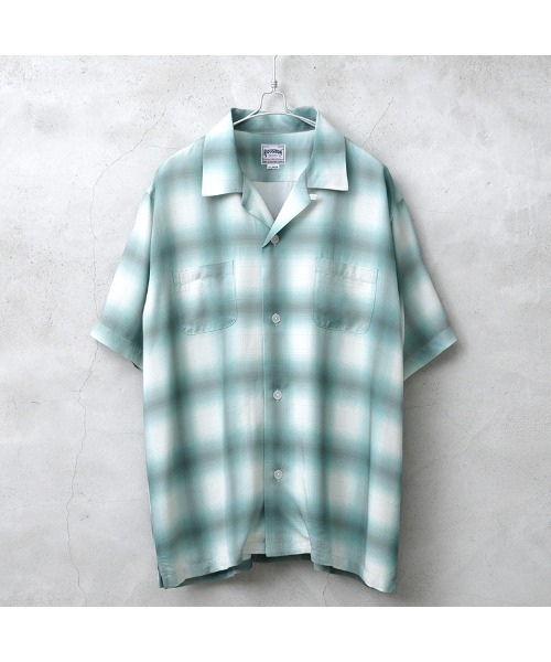 ブラウス シャツ HOUSTON / OMBRE CHECK S/S SHIRT / 41187 レディース メンズ HOUSTON / OMBRE CHECK S/S SHIRT / 41187（シャツ/ブラウス