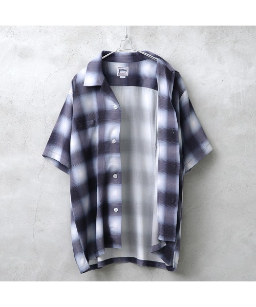 HOUSTON(ヒューストン)の「HOUSTON ヒューストン 41187 OMBRE S/S CHECK SHIRT オンブレチェックシャツ(シャツ/ブラウス・メンズ・ブラック/ネイビー/ブラウン/ブルー/ミント/レッド/カーキ/グレー・L/XL/XXL/M)」の10枚目の写真