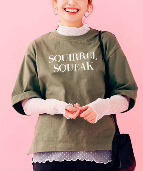 Live in comfort（リブインコンフォート）の「リブ　イン　コンフォート　重ね着が素敵に華やぐ　ドットチュール切り替えカットソートップス（Tシャツ/カットソー・レディース・グレー/ホワイト/ブラック・L/M/LL/S/3L）」の2枚目の写真