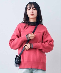 Live in comfort | リブ　イン　コンフォート　重ね着が素敵に華やぐ　ドットチュール切り替えカットソートップス(Tシャツ/カットソー)