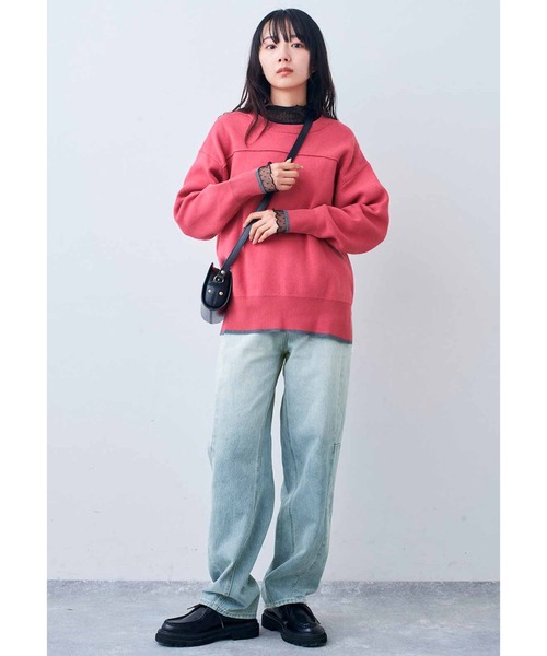 Live in comfort（リブインコンフォート）の「リブ　イン　コンフォート　重ね着が素敵に華やぐ　ドットチュール切り替えカットソートップス（Tシャツ/カットソー・レディース・グレー/ホワイト/ブラック・L/M/LL/S/3L）」の6枚目の写真