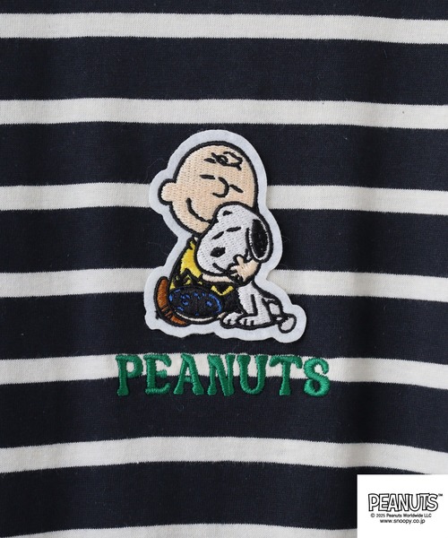 PEANUTS(ピーナッツ)の「PEANUTS 刺繍ボーダー天竺スーパーBIGTシャツ(Tシャツ/カットソー・メンズ・ネイビー系/グレー系/カーキ系/カーキ系1/ネイビー系1/グレー系1・M/L)」の19枚目の写真