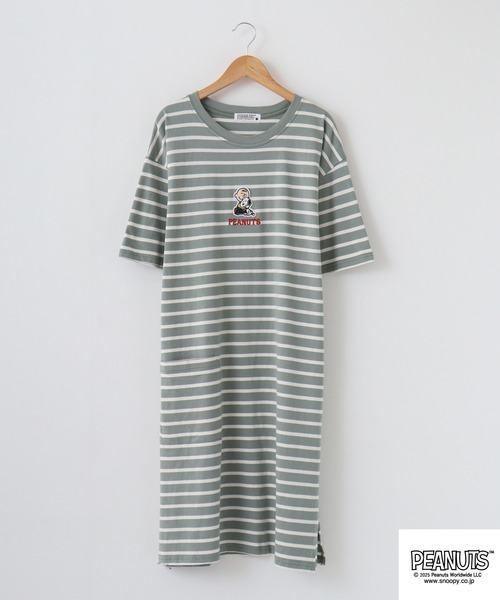 PEANUTS(ピーナッツ)の「PEANUTS 刺繍ボーダー天竺スーパーBIGTシャツ(Tシャツ/カットソー・メンズ・ネイビー系/グレー系/カーキ系/カーキ系1/ネイビー系1/グレー系1・M/L)」の22枚目の写真