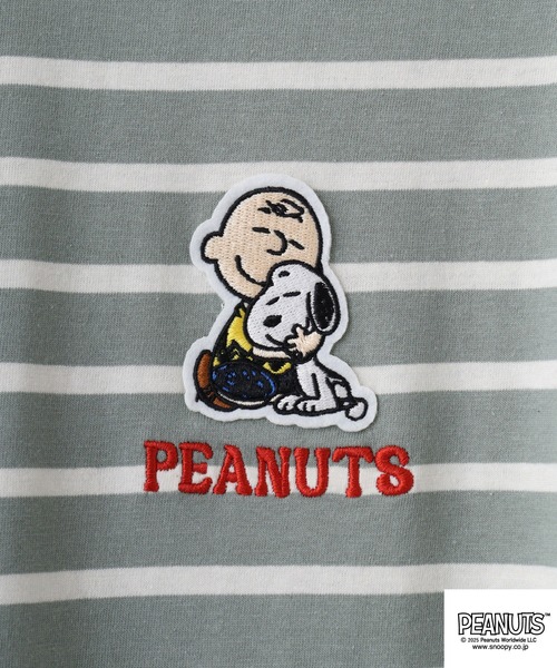 PEANUTS(ピーナッツ)の「PEANUTS 刺繍ボーダー天竺スーパーBIGTシャツ(Tシャツ/カットソー・メンズ・ネイビー系/グレー系/カーキ系/カーキ系1/ネイビー系1/グレー系1・M/L)」の21枚目の写真