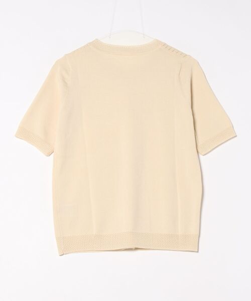 セール】パール＆ストーン付き透かし編み半袖ニット（ニット