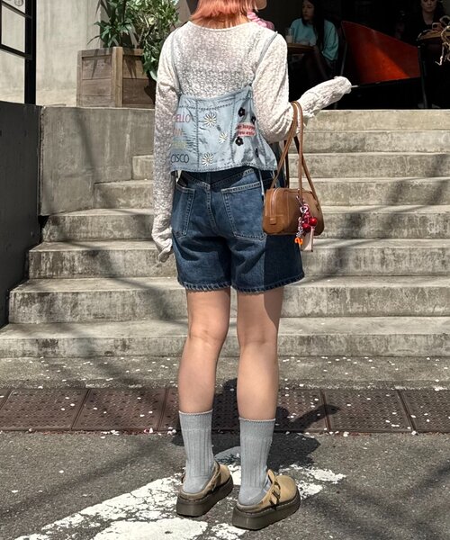 HELLO.SANFRANCISCO（ハローサンフランシスコ）の「【HELLO.SANFRANCISCO】indiaオリジナル刺繍サテンキャミ（シャツ/ブラウス・レディース・ホワイト/サックスブルー・ONE SIZE）」の10枚目の写真