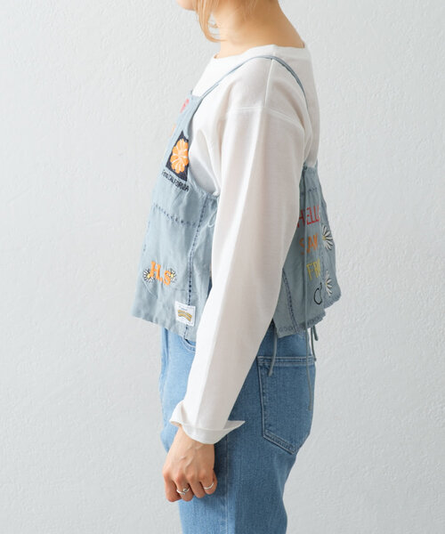 HELLO.SANFRANCISCO（ハローサンフランシスコ）の「【HELLO.SANFRANCISCO】indiaオリジナル刺繍サテンキャミ（シャツ/ブラウス・レディース・ホワイト/サックスブルー・ONE SIZE）」の12枚目の写真