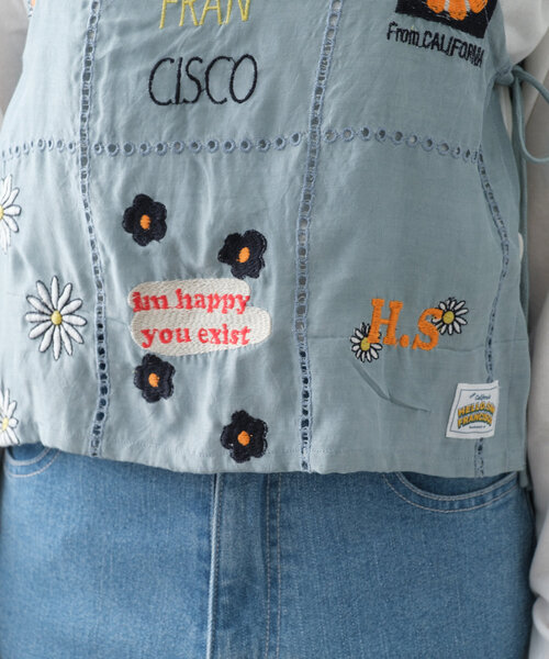 ブラウス シャツ 「HELLO.SANFRANCISCO」indiaオリジナル刺繍サテンキャミ レディース HELLO.SANFRANCISCO ブラウス シャツ 「HELLO.SANFRANCISCO