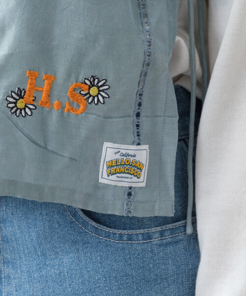 tシャツ 「HELLO.SANFRANCISCO/ハローサンフランシスコ」indiaオリジナル刺繍サテンキャミ レディース セール】【HELLO.SANFRANCISCO】indiaオリジナル刺繍サテン