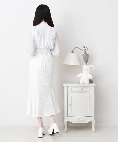 DearMyLove（ディアマイラブ）の「フリルボウタイリボンシフォンブラウス（シャツ/ブラウス・レディース・ベビーピンク/サックスブルー/ブラック/ホワイト・MEDIUM/3L/LL/LARGE）」の16枚目の写真