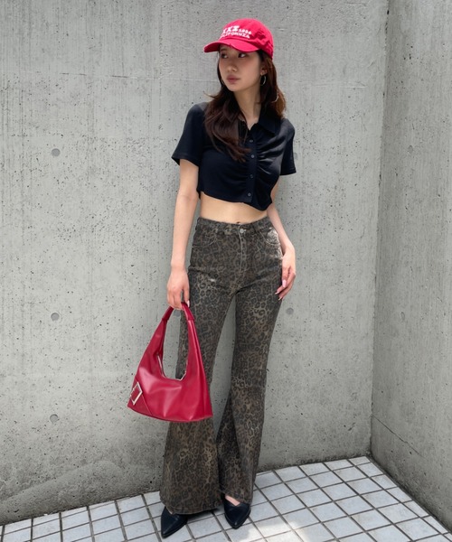 (S) 24ans レザー フレア パンツ ベルトデザインフレアパンツ | 【FOREVER 21 JAPAN
