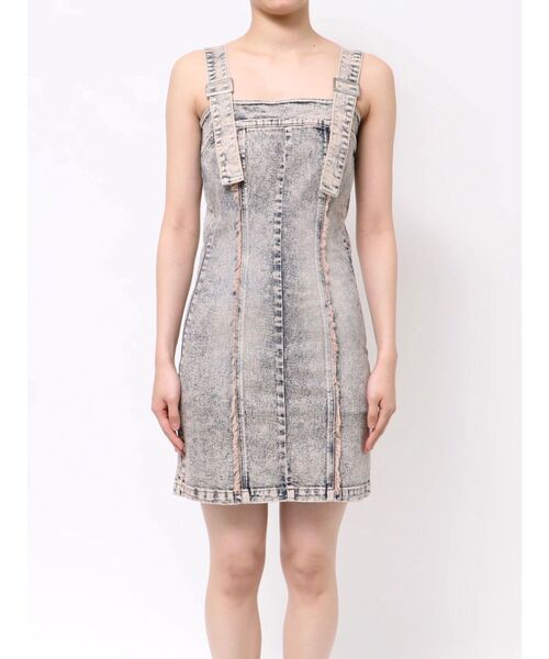 EVRIS（エヴリス）の「デニムポケットジャンスカ（ワンピース・レディース・ブラック/ベージュ・SMALL/MEDIUM）」の19枚目の写真