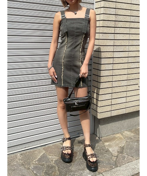 EVRIS（エヴリス）の「デニムポケットジャンスカ（ワンピース・レディース・ブラック/ベージュ・SMALL/MEDIUM）」の11枚目の写真