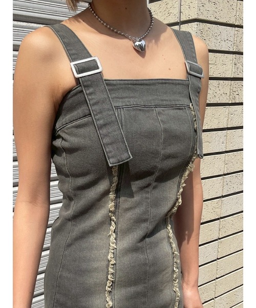 EVRIS（エヴリス）の「デニムポケットジャンスカ（ワンピース・レディース・ブラック/ベージュ・SMALL/MEDIUM）」の15枚目の写真