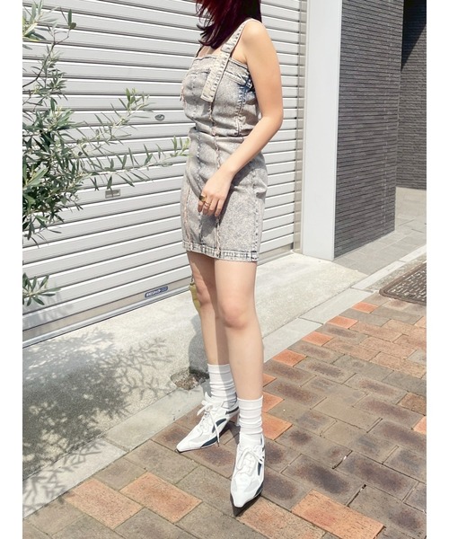 EVRIS（エヴリス）の「デニムポケットジャンスカ（ワンピース・レディース・ブラック/ベージュ・SMALL/MEDIUM）」の8枚目の写真