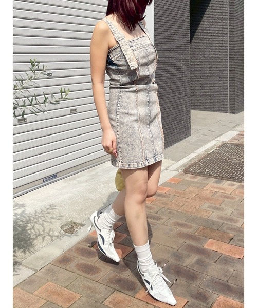 EVRIS（エヴリス）の「デニムポケットジャンスカ（ワンピース・レディース・ブラック/ベージュ・SMALL/MEDIUM）」の7枚目の写真