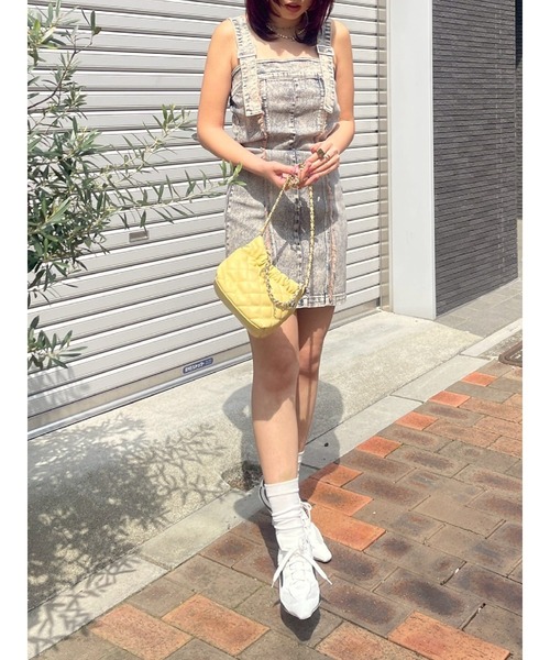 EVRIS（エヴリス）の「デニムポケットジャンスカ（ワンピース・レディース・ブラック/ベージュ・SMALL/MEDIUM）」の9枚目の写真