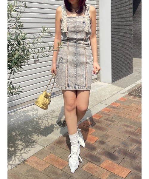 EVRIS（エヴリス）の「デニムポケットジャンスカ（ワンピース・レディース・ブラック/ベージュ・SMALL/MEDIUM）」の10枚目の写真