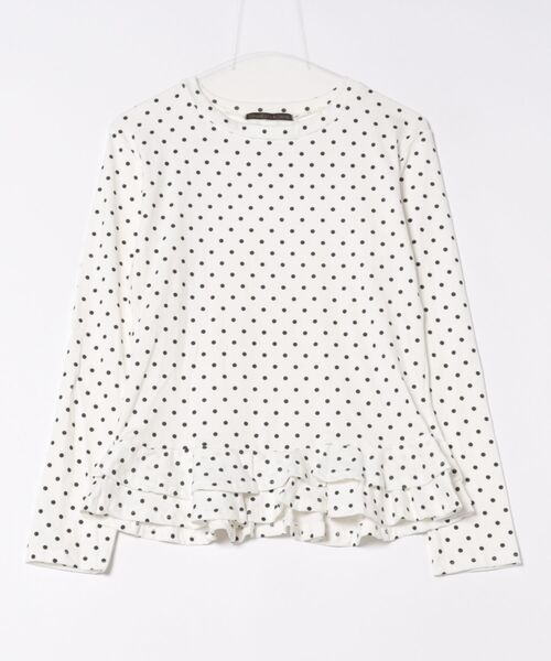 おしゃれスタ(オシャレスタ)の「大人可愛いドット柄フリルデザイン長袖トップス(Tシャツ/カットソー・レディース・ホワイト・XL/L/M/S)」の11枚目の写真