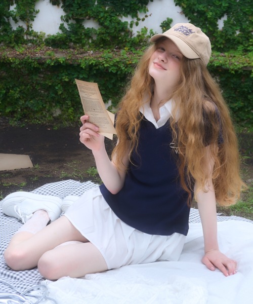 Birthday room（バースデイルーム）の「襟付きドッキングニットミニワンピース/collared docking knit one-piece（ワンピース・レディース・グレー/ネイビー・FREE）」の4枚目の写真