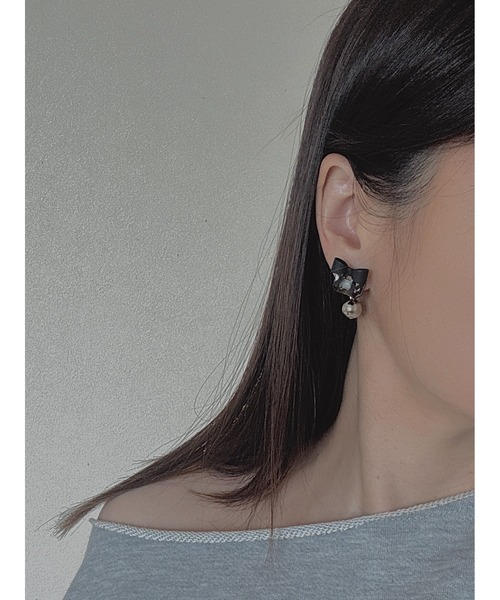 tone（トーン）の「【Agaro】No.458　ブラック　リボン　フェミニン　(MA)（ピアス（両耳用）・レディース・ブラック・FREE）」の3枚目の写真