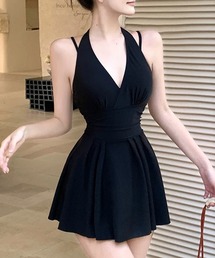 Lace Ladies（レースレディース）の「ホルターネック バックレースアップ フレア ワンピース 水着（水着）」
