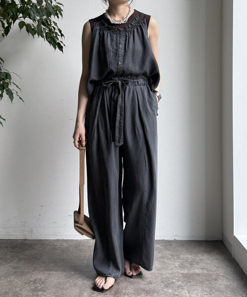 DouDou(ドゥドゥ)の「【WEB限定】リヨセルデニムイージーパンツ(デニムパンツ・レディース・ブラック/ブルー系その他・FREE)」の3枚目の写真