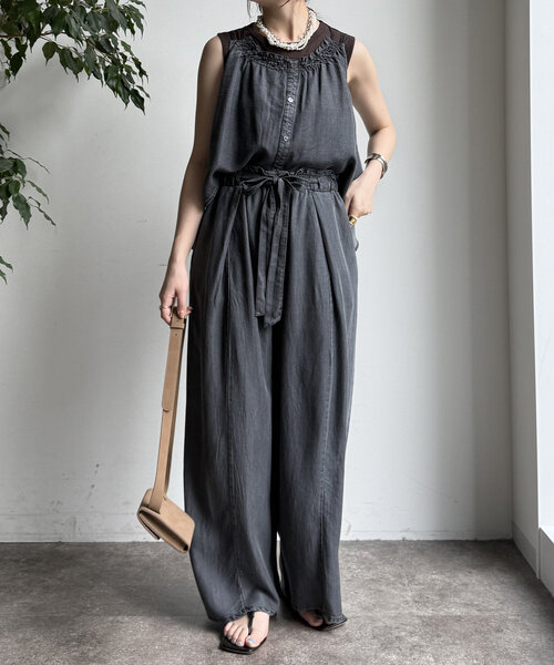 DouDou(ドゥドゥ)の「【WEB限定】リヨセルデニムイージーパンツ(デニムパンツ・レディース・ブラック/ブルー系その他・FREE)」の5枚目の写真