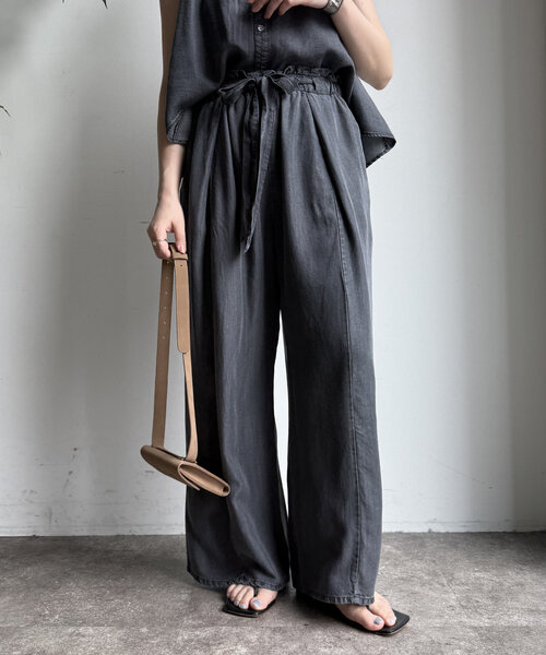 DouDou(ドゥドゥ)の「【WEB限定】リヨセルデニムイージーパンツ(デニムパンツ・レディース・ブラック/ブルー系その他・FREE)」の10枚目の写真