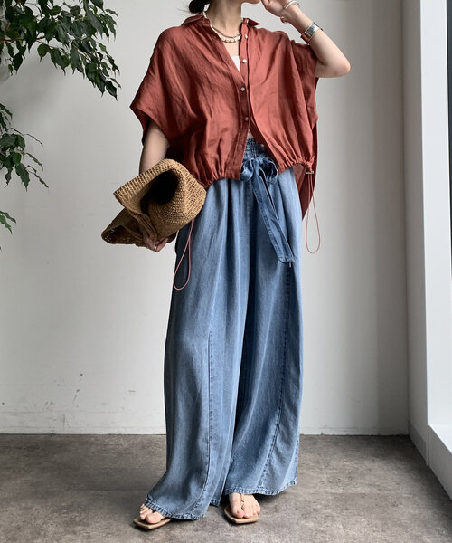 DouDou(ドゥドゥ)の「【WEB限定】リヨセルデニムイージーパンツ(デニムパンツ・レディース・ブラック/ブルー系その他・FREE)」の21枚目の写真