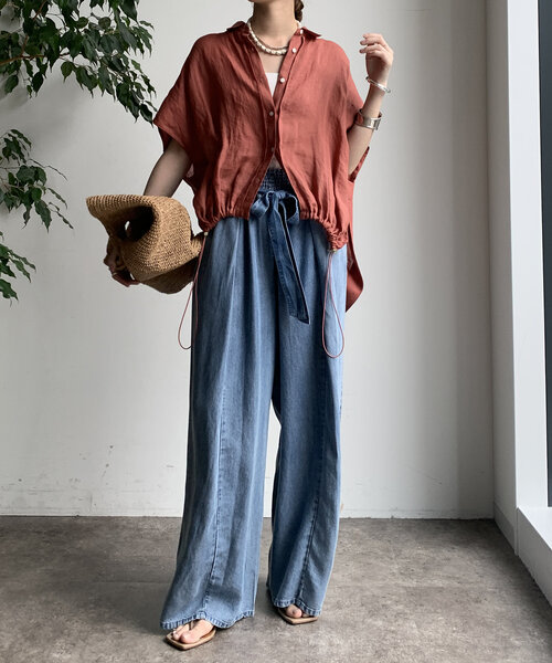 DouDou(ドゥドゥ)の「【WEB限定】リヨセルデニムイージーパンツ(デニムパンツ・レディース・ブラック/ブルー系その他・FREE)」の22枚目の写真