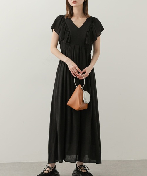 セール】Vネックウエストマークフリルワンピース（ワンピース）｜SENSE