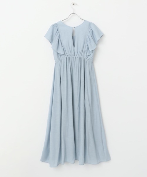 SENSE OF PLACE by URBAN RESEARCH(センスオブプレイスバイアーバンリサーチ)の「Vネックウエストマークフリルワンピース(ワンピース・レディース・ライトブルー/ブラック/アイボリー・ONE/S)」の8枚目の写真
