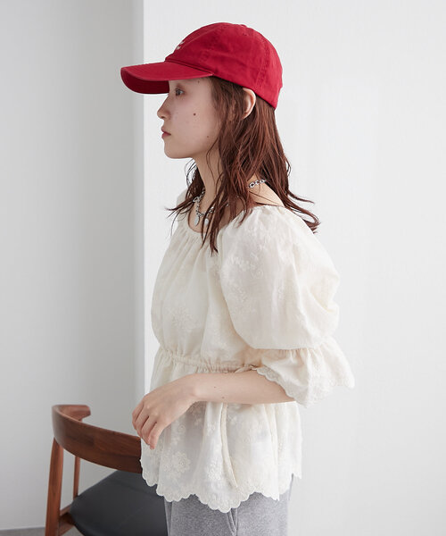 セール】【前後2WAY】レース刺繍オフショルブラウス（シャツ